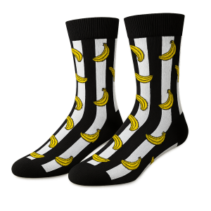 Zwart wit gestreepte sokken met bananen