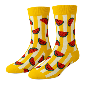 Sokken oranje-wit gestreept met watermeloenen