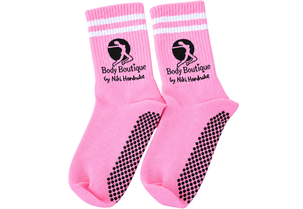 Roze pilates sokken met logo